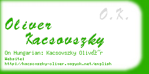 oliver kacsovszky business card